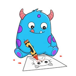 Mascot showing step-by-step drawing guide