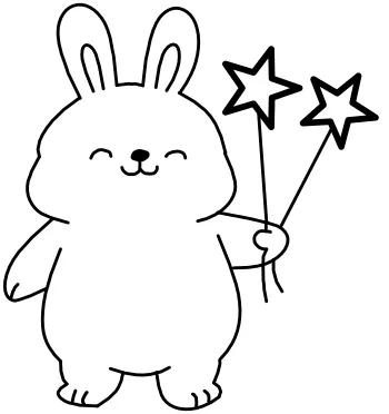 How to draw Bunny with Star Balloon step by step