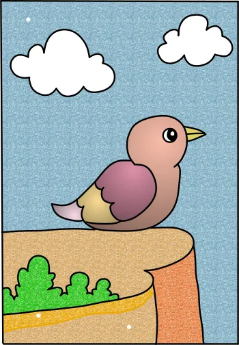 How to draw Colorful Bird on the Cliff step by step