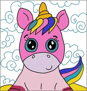 How to draw Cute Lazy Unicorn step by step
