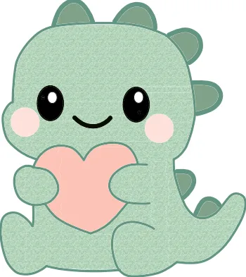 How to draw Dino With Heart step by step