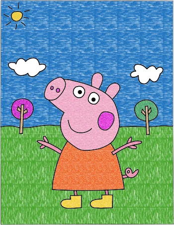 How to draw Peppa Pig In the Park step by step