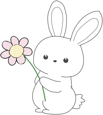 How to draw Rabbit with Flower step by step